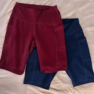 Women's Burgundy and Navy workout biker Shorts